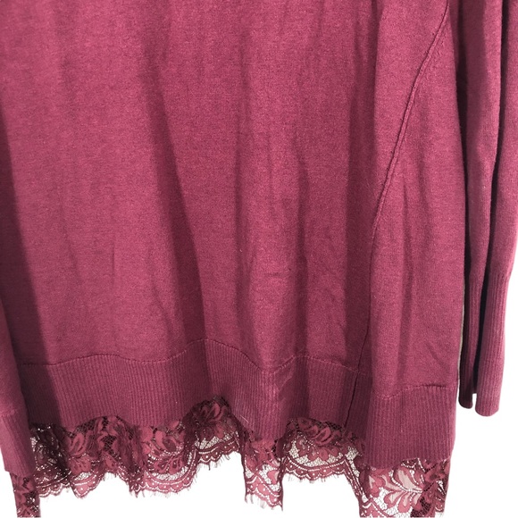 LOGO Lori Goldstein Cashmere Blend Tunic Top w/Lace Hem, Super Soft SZ M - Picture 6 of 8